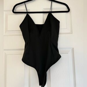 Black Deep V Sexy Bodysuit NWOT